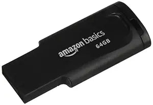 Amazon Basics 64 GB Flash Drive | USB 2.0 E Series | Temperature, Shock and Vibration Resistant | Plastic Body Finish