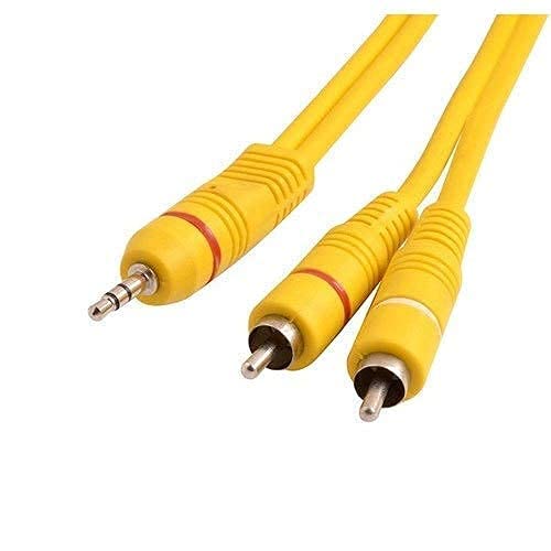 Hakuho 3.5mm Stereo Jack Male to 2RCA Male Audio Cable,High Definition Copper Cable for Spekers,Home Theatre and More.Yellow