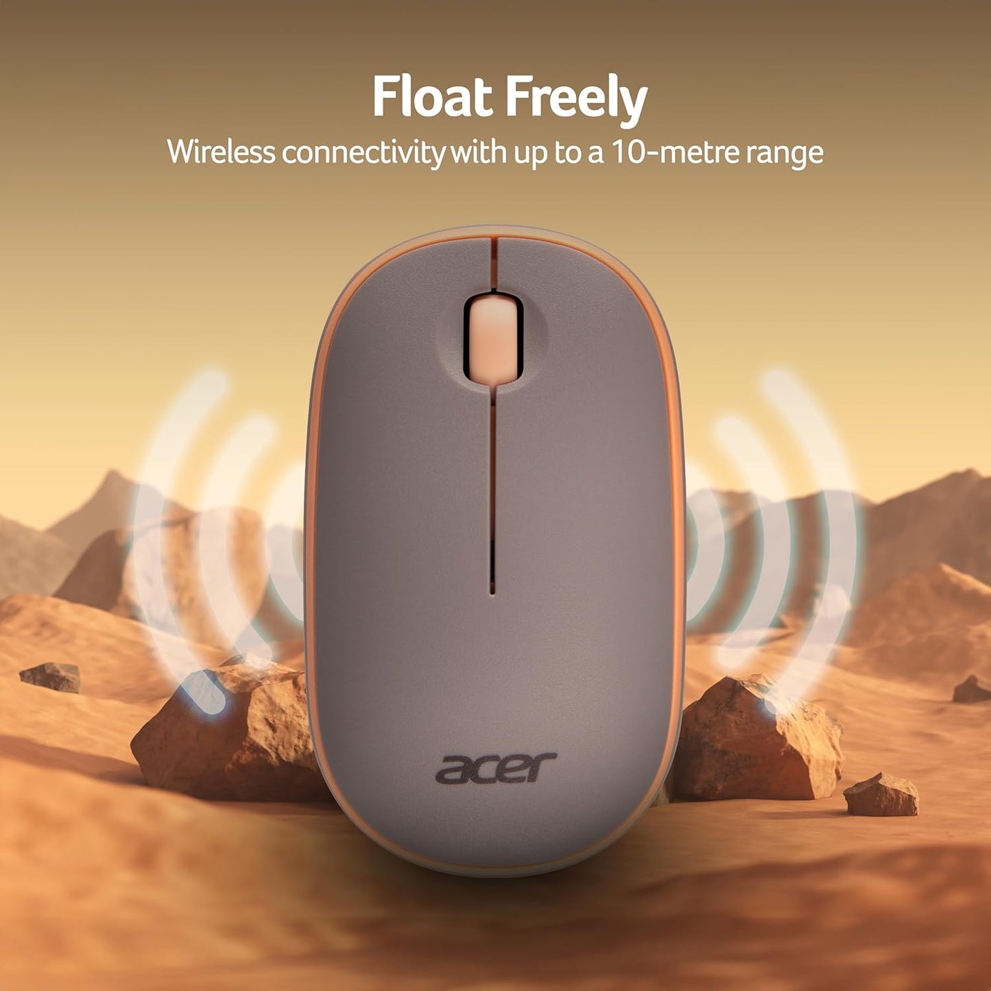 Acer Wireless Bubble Mouse (1600 DPI/2.4 GHz Wireless Frequency/Optical Sensor/USB Dongle) AMR100 | Color: Peach