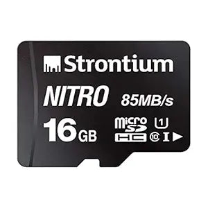 Strontium Nitro 16GB Micro SDHC Memory Card 85MB/s UHS-I U1 Class 10 High Speed for Smartphones Tablets Drones Action Cams (SRN16GTFU1QR)