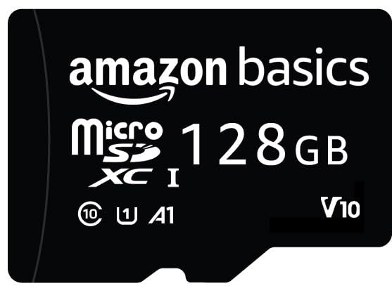 Amazon Basics 128 GB Micro SD Card with Adapter | Upto 120 MB/s | Class 10 | U1, C10, V10 Speed Classes