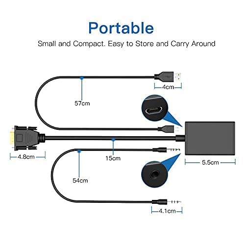 MESHIV VGA to HDMI with Audio Converter Adapter, VGA Male to HDMI Female with 3.5MM Audio Jack Full HD 1080P for Connecting Monitor/PC/Laptop/Projector