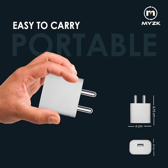 MYZK 5V 1A-Mobile Charger | with USB to C-Type Cable | Fast Charger | Made in India Wall Charger Adapter | Universal Compatibility | 5 Volt Adapter USB | 5v...