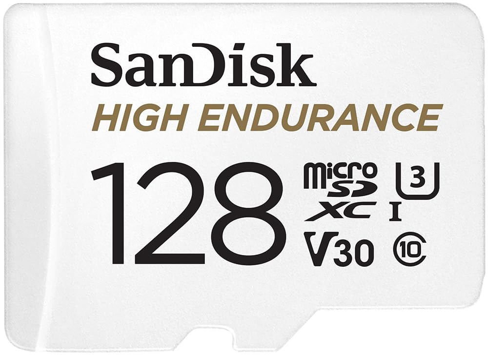 SanDisk 128GB High Endurance Video MicroSDXC Card with Adapter for Dash Cam and Home Monitoring Surveillance Systems - C10, U3, V30, 4K UHD, Micro SD Card -...