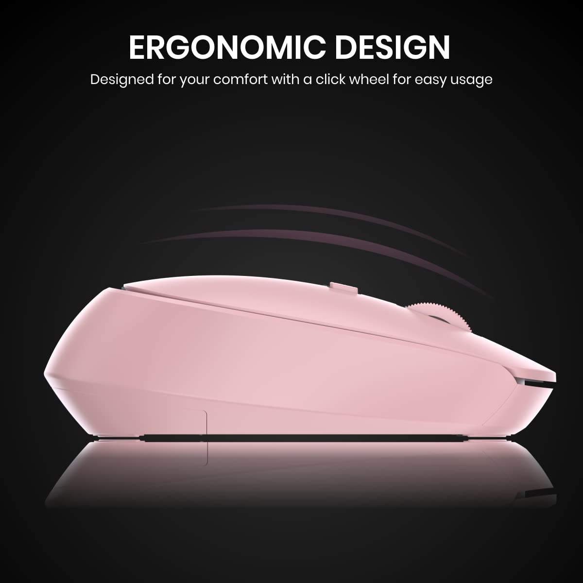 Portronics Toad 23 Wireless Optical Mouse with 2.4GHz, USB Nano Dongle, Optical Orientation, Click Wheel, Adjustable DPI(Pink)