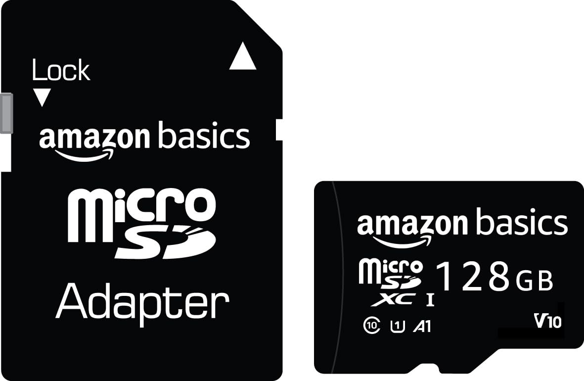 Amazon Basics 128 GB Micro SD Card with Adapter | Upto 120 MB/s | Class 10 | U1, C10, V10 Speed Classes