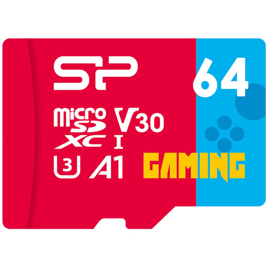 Silicon Power 64GB Gaming microSDXC UHS-I Micro SD Card with Adapter, Optimized for Mobile Games Apps Nintendo-Switch, Class 10 U3 V30 A1 MicroSD Memory...