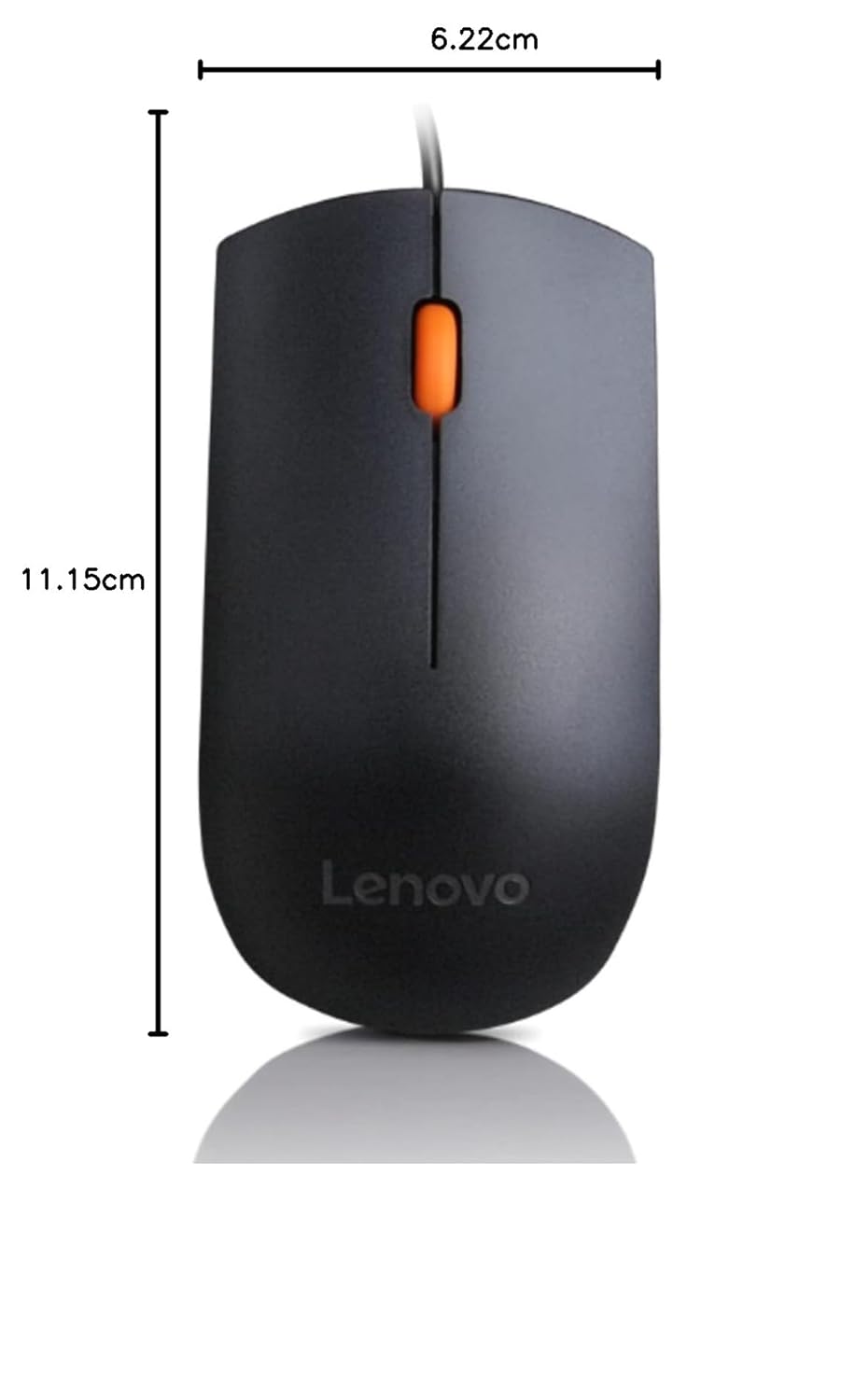 Lenovo 300 Wired Plug & Play USB Mouse, High Resolution 1600 DPI Optical Sensor, 3-Button Design with clickable Scroll Wheel, Ambidextrous, Ergonomic Mouse for Comfortable All-Day Grip (GX30M39704)