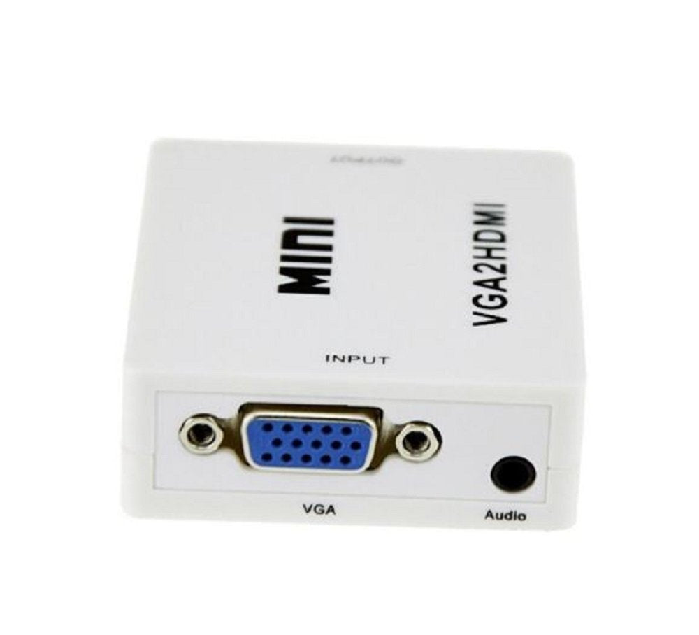 CBR Mini VGA to HDMI Converter with Audio VGA2HDMI 1080P Adapter Connector for Projector PC Laptop to HDTV (Clear)