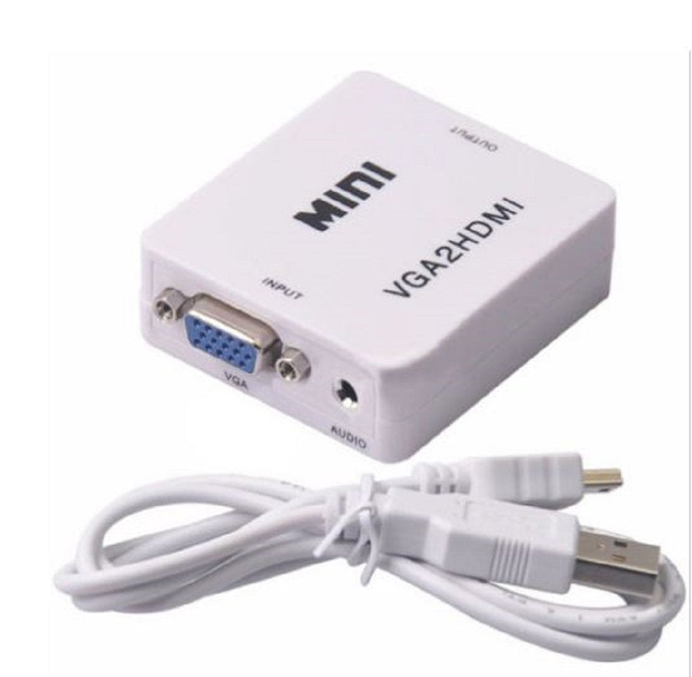 CBR Mini VGA to HDMI Converter with Audio VGA2HDMI 1080P Adapter Connector for Projector PC Laptop to HDTV (Clear)