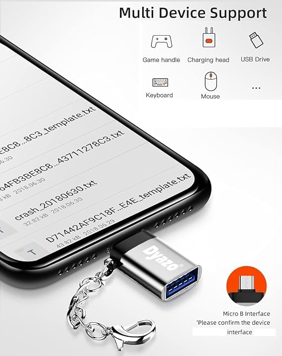 Dyazo Aluminium Portable High Speed Micro USB to USB A Female OTG Adapter/Converter Compatible with Samsung S6 Edje S7 Edge S4 LG G4, Mouse, Keyboard, Flash Drive All Micro O.T.G Enable Devices