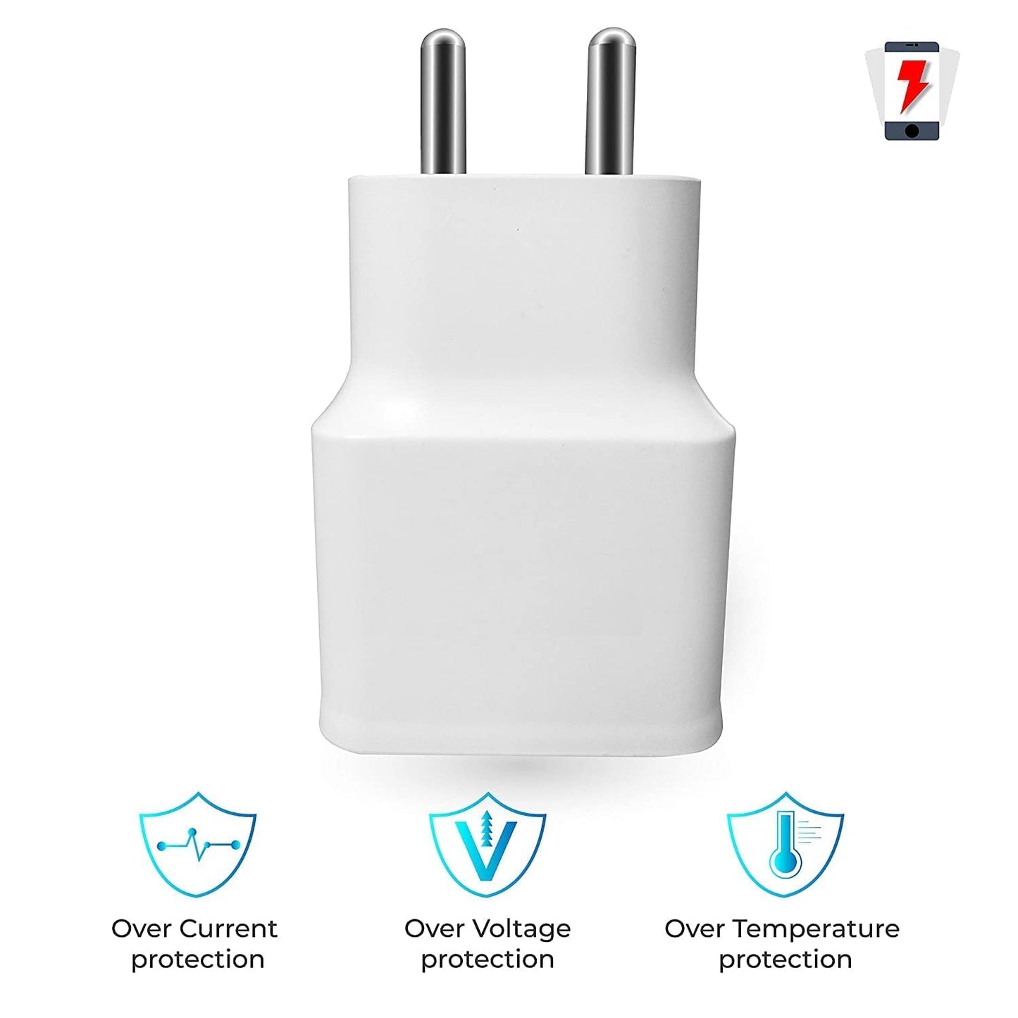 Fast Charger 2.4 Amp with 1 Meter Micro USB Type B Charger Compatible for Vivo Y11 Original Adapter Like Wall Charger Android [Made in India]