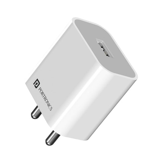 Portronics Adapto 12 2.4A 12W Fast Wall Charger for iPhone 11/Xs/XS Max/XR/X/8/7/6/Plus, iPad Pro/Air 2/Mini 3/Mini 4, Samsung S4/S5, and More(White)