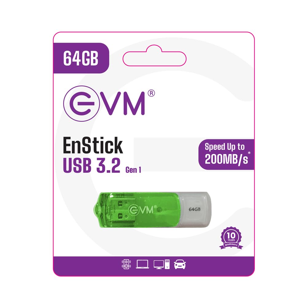 EVM EnStick 64GB USB 3.2 Gen 1 Pendrive - High Performance with up to 200MB/s Read - Ideal for Fast Data Transfer and Storage Solution with Durable Design - (EVMPDA3.2/64GB)