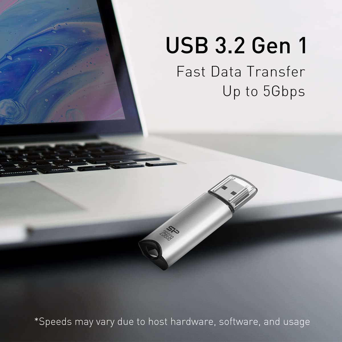 SP Silicon Power Silicon Power 64GB USB 3.0 Flash Drive, Aluminum Casing Built-in Strap Hole, USB 3.2 Gen 1 USB 2.0 Thumb Drive Pen Drive Memory Stick, Silver, Marvel M02 Series