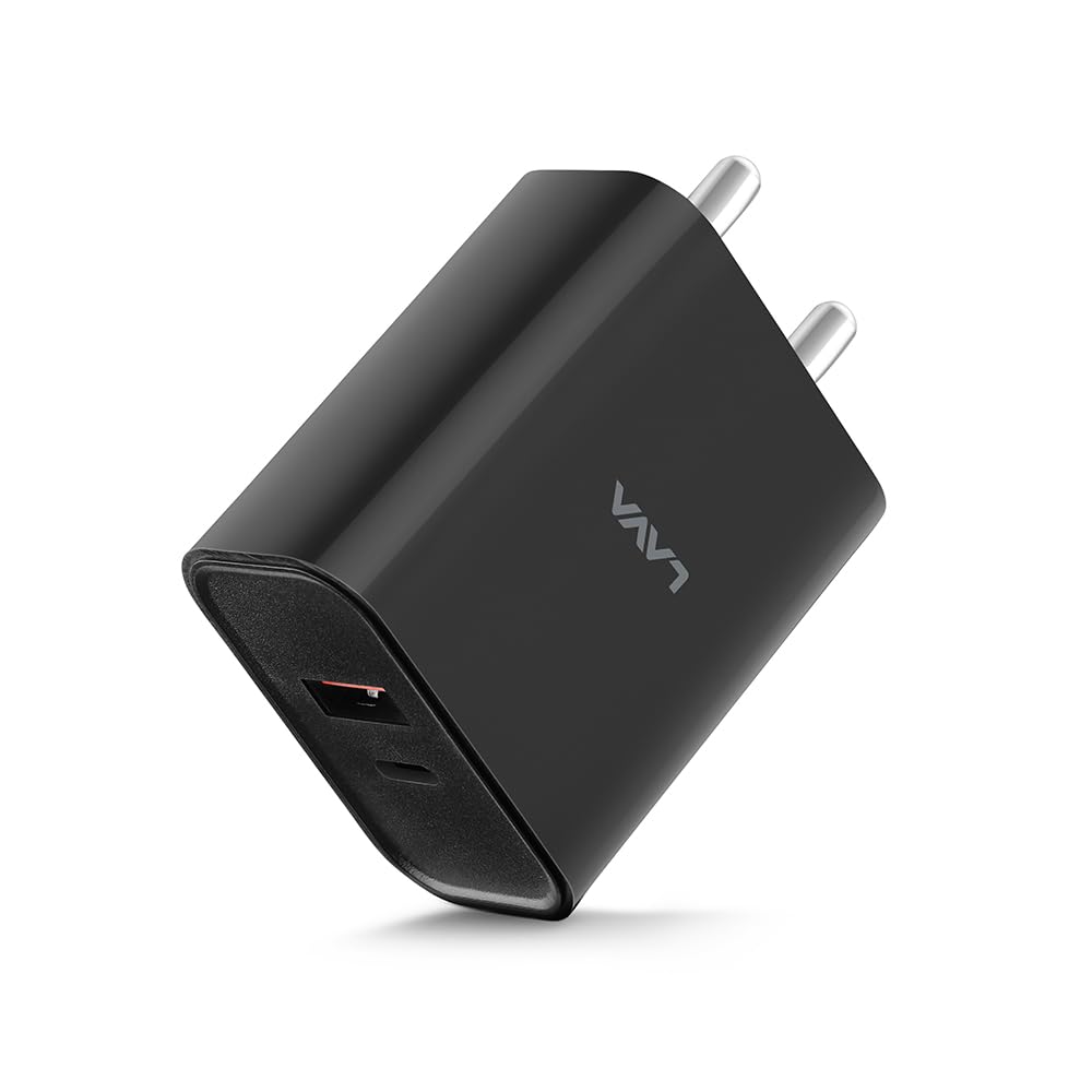 Lava 20W Type C Fast Wall Charger with PD Technology | Compatible with iPhone, Samsung, Redmi, Realme, Oppo & All Android Devices with PD 3.0 | Type C to C Data Cable Inside | BIS Certified (Black)