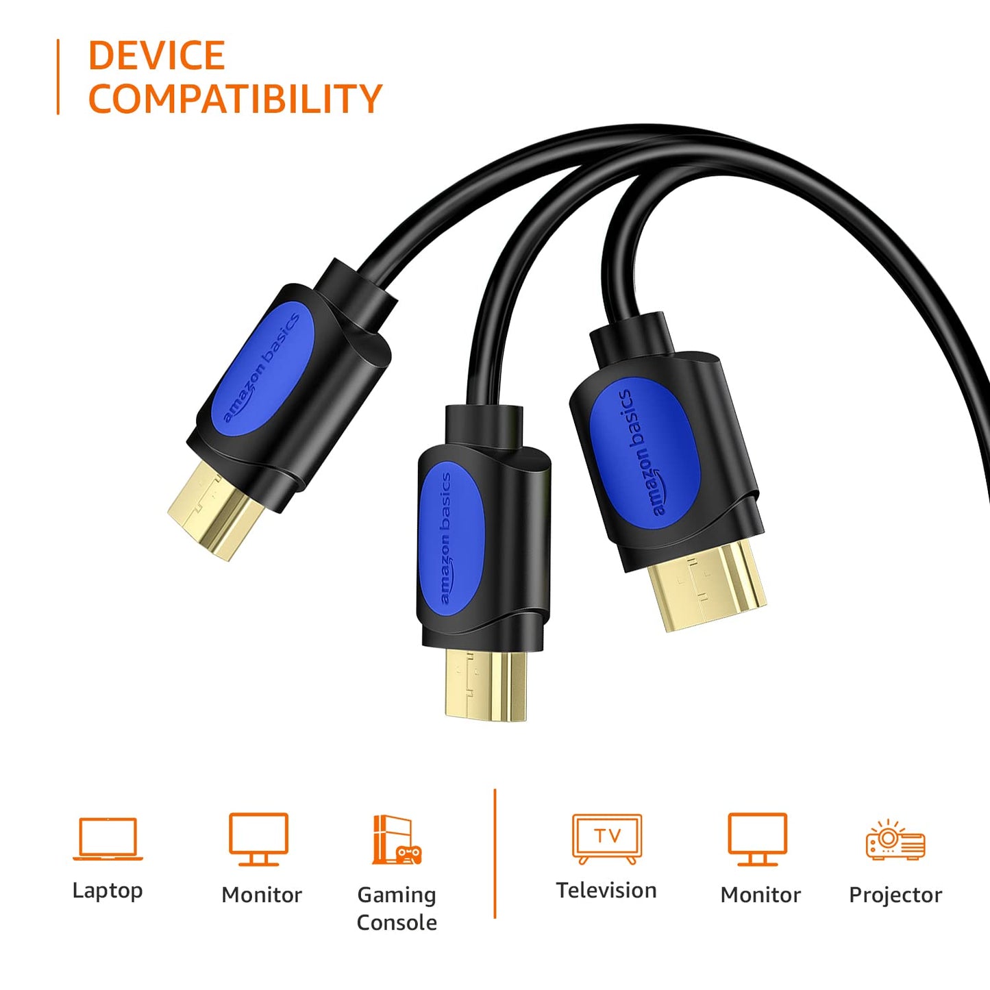 Amazon Basics High Speed HDMI Cable (Gold-Plated, A Male to A Male) - Supports 4K @60Hz and Audio Return (15 Feet)