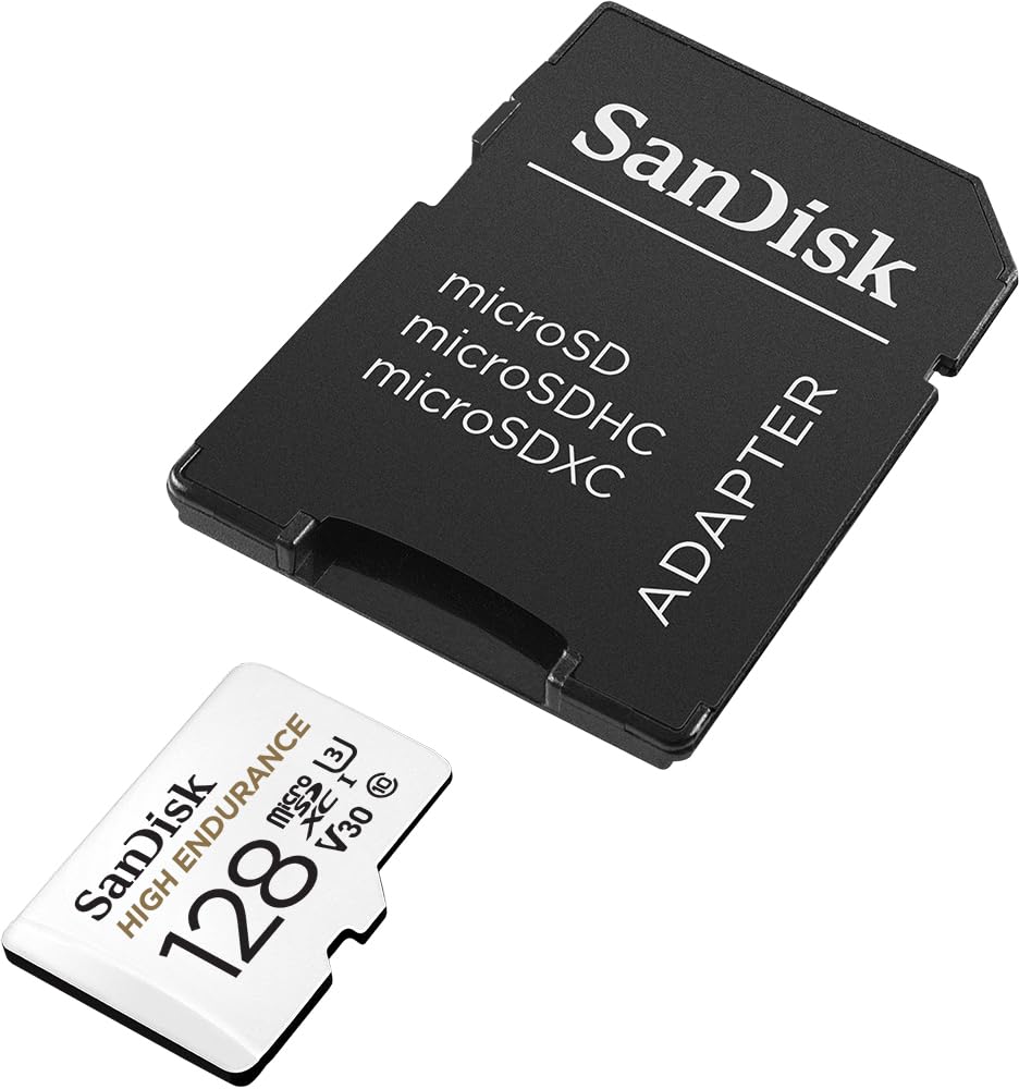 SanDisk 128GB High Endurance Video MicroSDXC Card with Adapter for Dash Cam and Home Monitoring Surveillance Systems - C10, U3, V30, 4K UHD, Micro SD Card -...