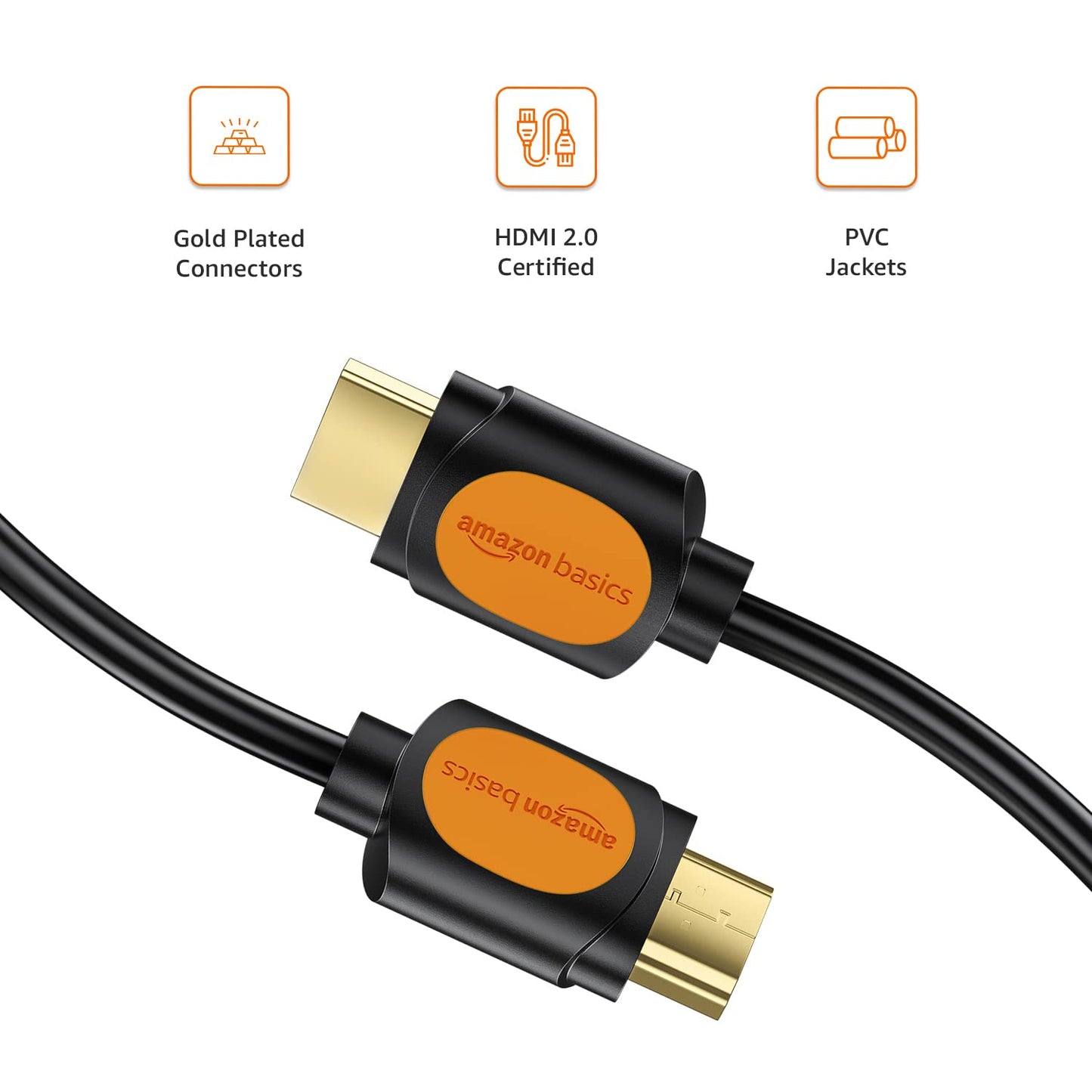 Amazon Basics High Speed HDMI Cable (Gold-Plated, A Male to A Male) - Supports 4K @60Hz and Audio Return (6 Feet)