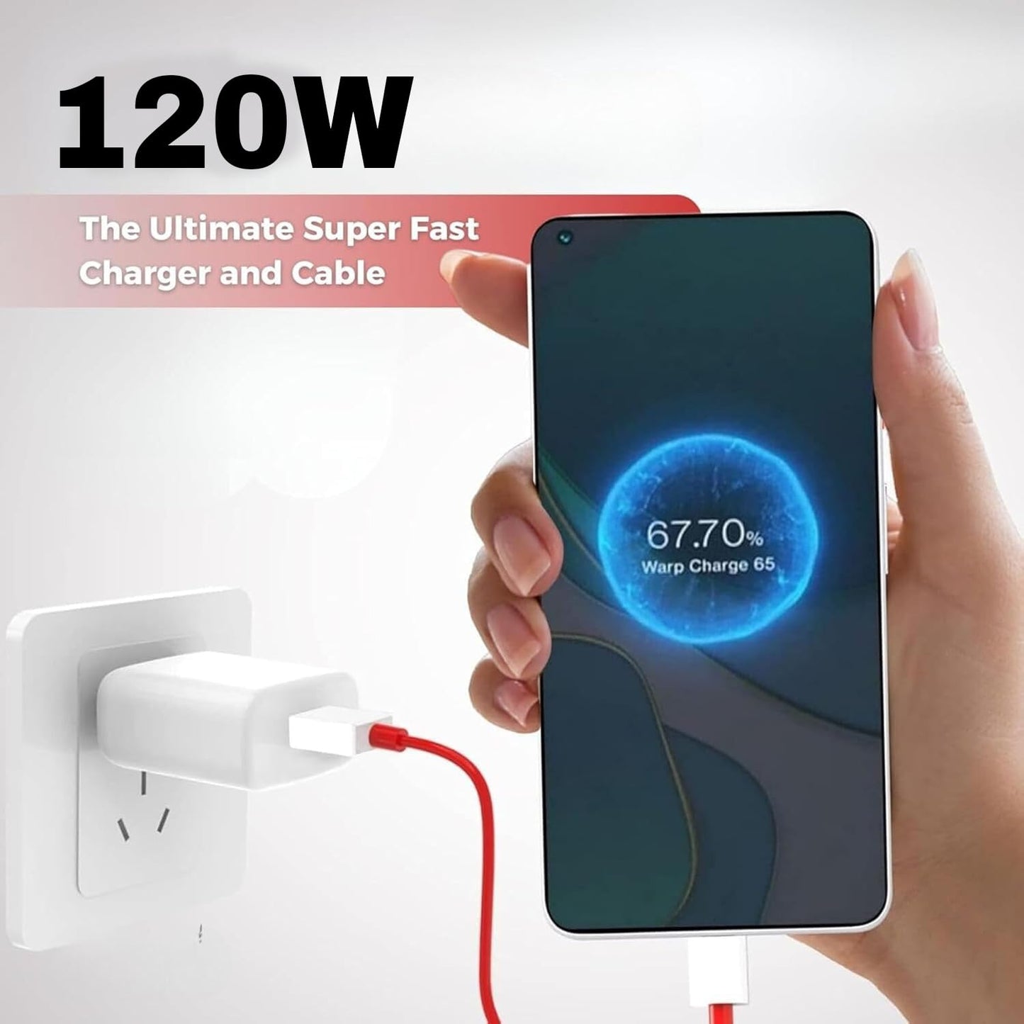 Oneplus SuperVooc 120W Fast Charing Adaptor & Cable Combo Compatible with OnePlus, Samsung, Realme, Xiaomi, Oppo, Nothing & Other Smartphones, Type C Charger Dash, Warp, Vooc, Supervooc protocols