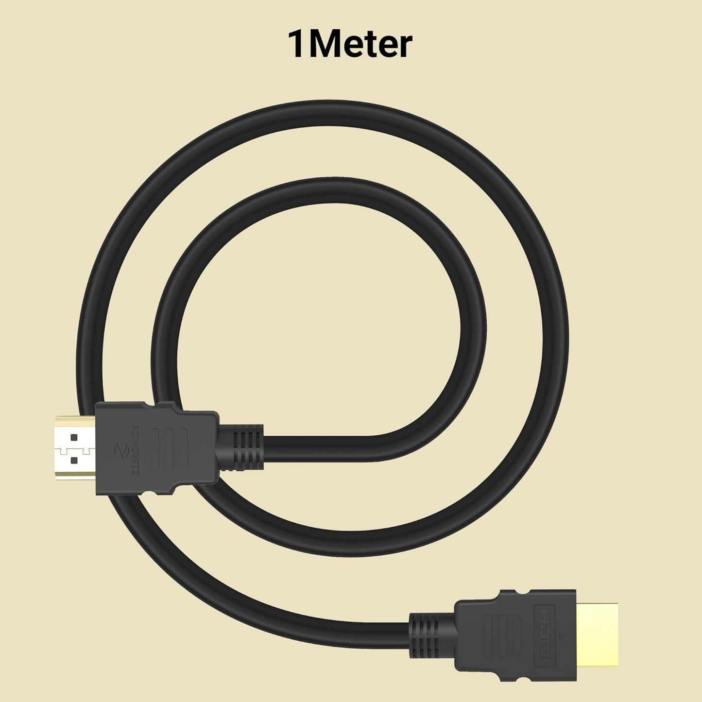 ZEBRONICS Haa1020 Hdmi 2.0 Cable - Hdmi Arc Enabled | 18 Gbps | 4K 60Hz | 1080P 240Hz | Strong & Durable | Supports Up To 32 Audio Channels | 1 Meter, Black