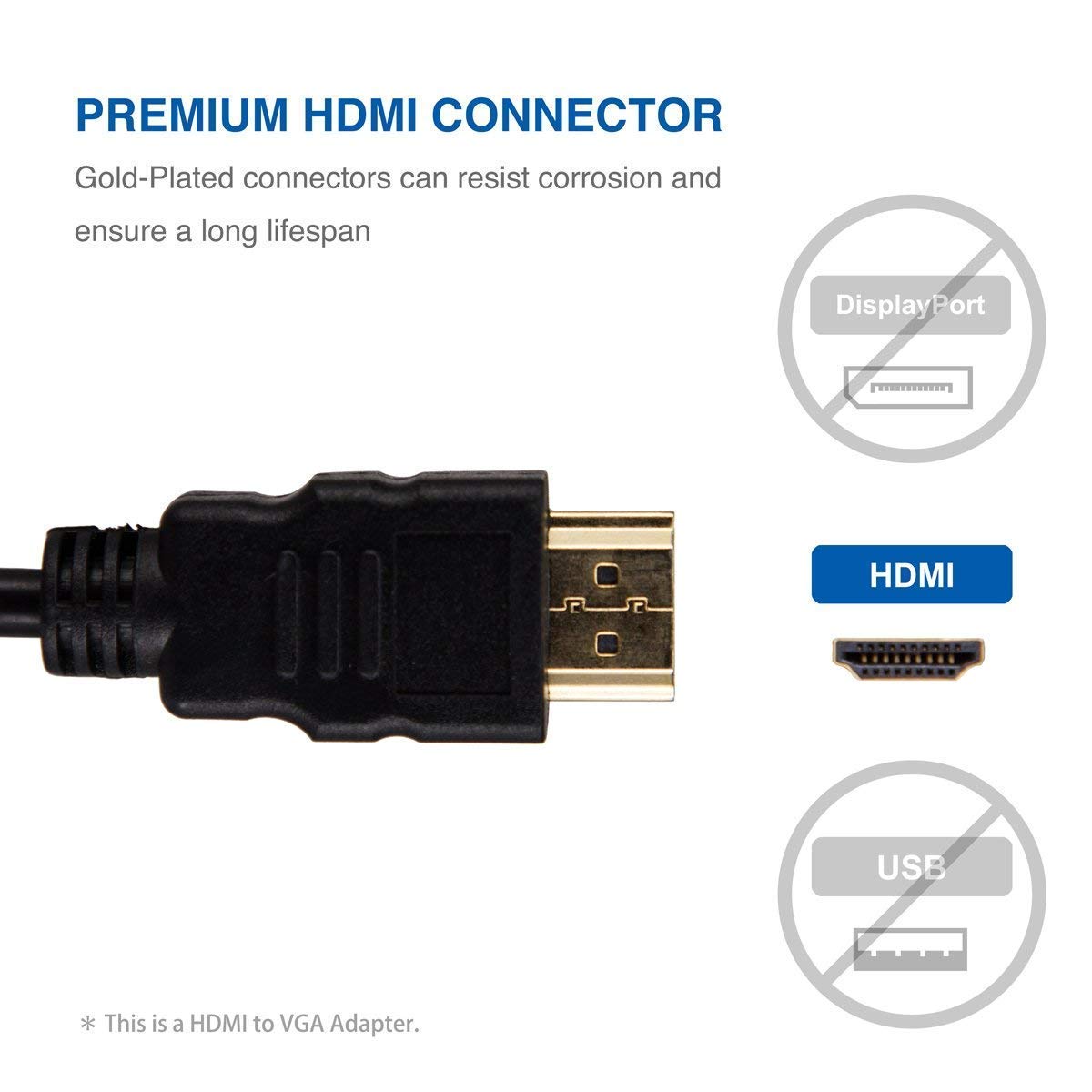 TECHONTO HDMI to VGA, High Speed 1080P HDMI to VGA Adapter (Male to Female) for Computer, Desktop, Laptop, PC, Monitor, Projector, HDTV, Chromebook, Raspberry Pi, Roku, Xbox and More (Black)