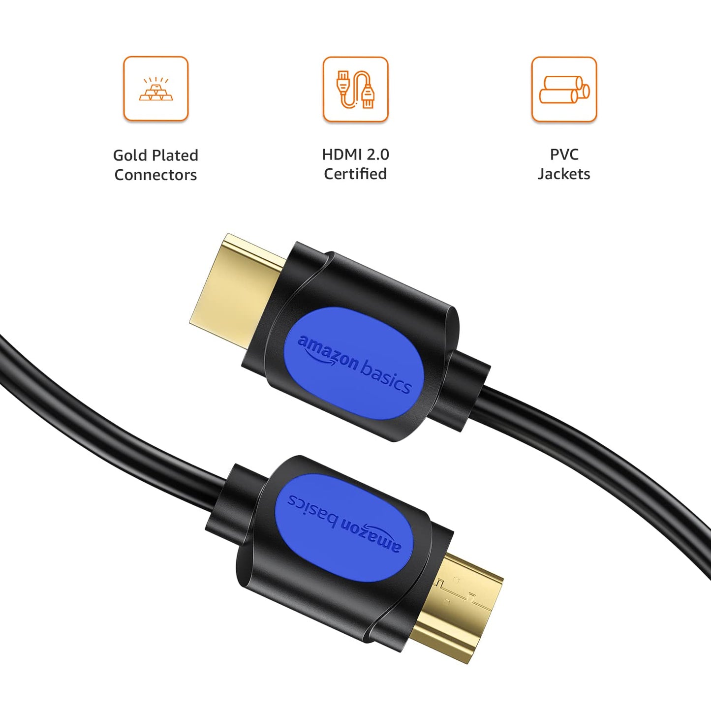 Amazon Basics High Speed HDMI Cable (Gold-Plated, A Male to A Male) - Supports 4K @60Hz and Audio Return (15 Feet)