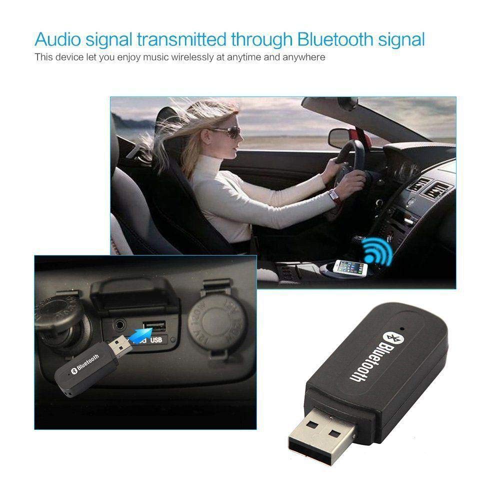 USB Car Bluetooth for Maruti Suzuki Wagon R 1.0 Car Bluetooth Music Receiver Adapter with Built-in Mic and 3.5mm Audio Stereo Wireless HiFi Dongle Transmitter Mp3 Speaker Hands Free Car Kit