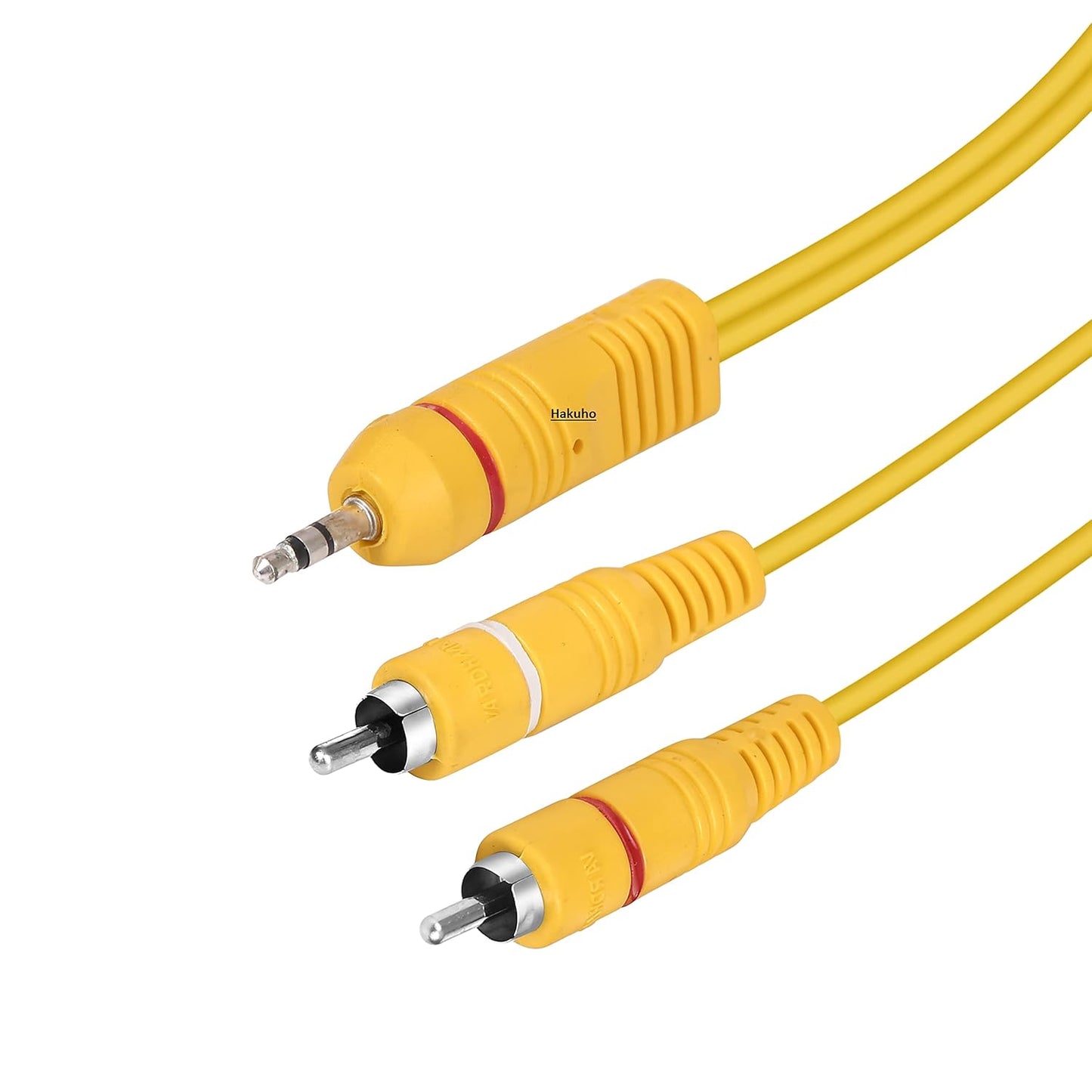 Hakuho 3.5mm Stereo Jack Male to 2RCA Male Audio Cable,High Definition Copper Cable for Spekers,Home Theatre and More.Yellow