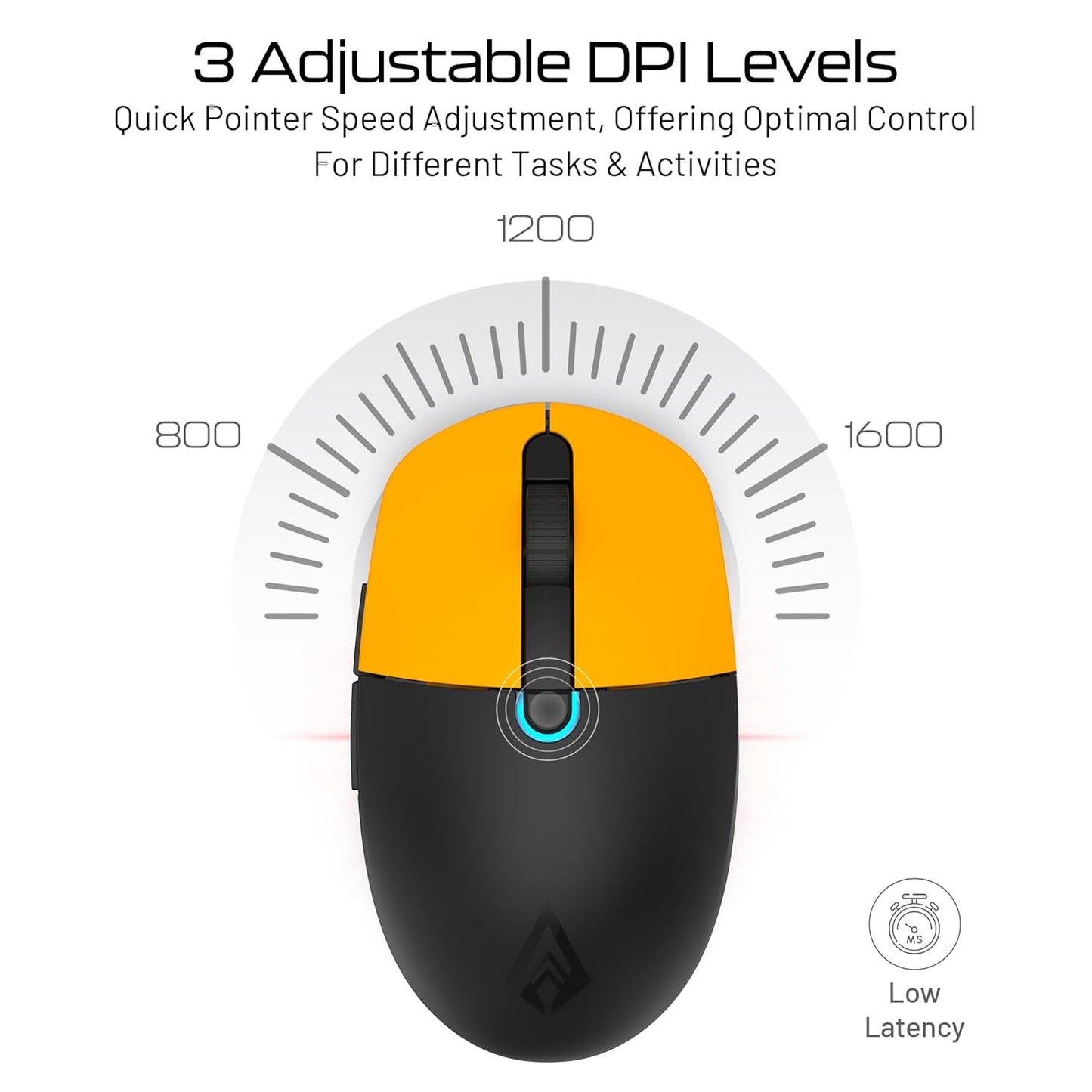 Archer Tech Lab Precision 300 Wireless Mouse, Dual Mode Bluetooth 5.3/2.4GHz USB Nano Dongle 10M Range,3 DPI Settings (800-1200-1600) 6 Button Ergonomic Design,3 Million Clicks,Lightweight 63gm