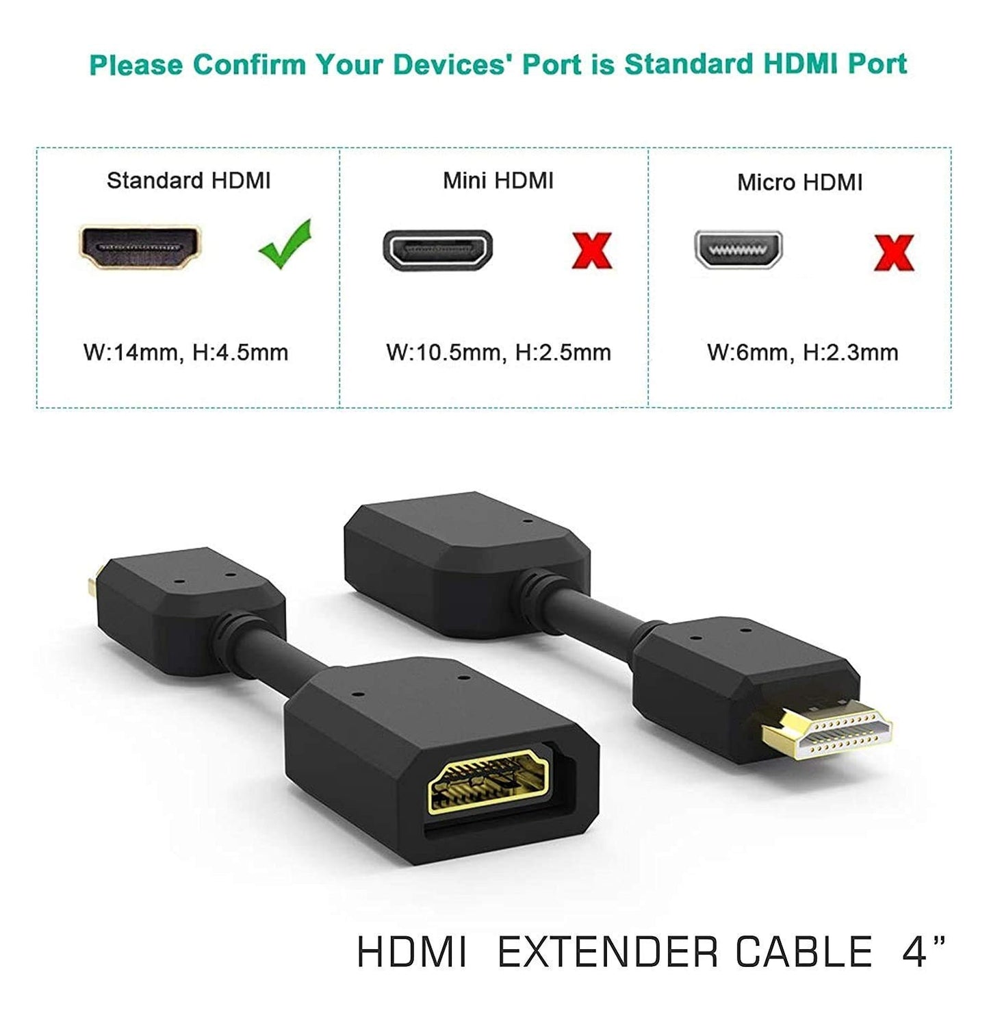 Lapster HDMI Male to Female Extension Cable high Speed Cable for LED/LCD TV, Laptop - 10 cm Black