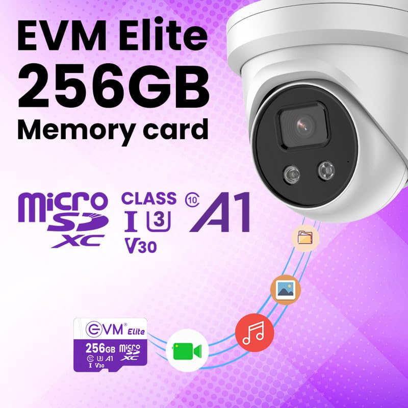 EVM Elite 256GB MicroSDXC Class 10 U3 V30 Memory Card - 100 MB/s Read Speed - CCTV Camera, Mobile, Drone - 5 Years Warranty (EETF/256GU3)