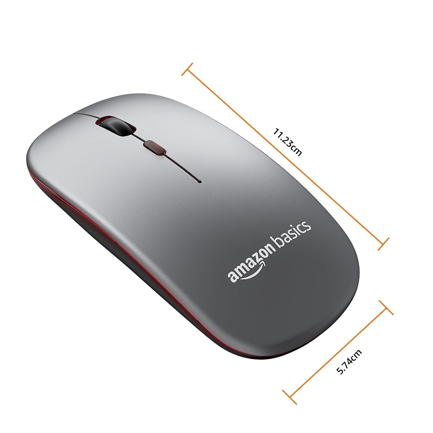 amazon basics 2.4GHz Wireless + Bluetooth 5.1 Mouse, Multi-Device Dual Mode Slim Rechargeable Silent Click Buttons Wireless Bluetooth Mouse, 3 Adjustable DPI