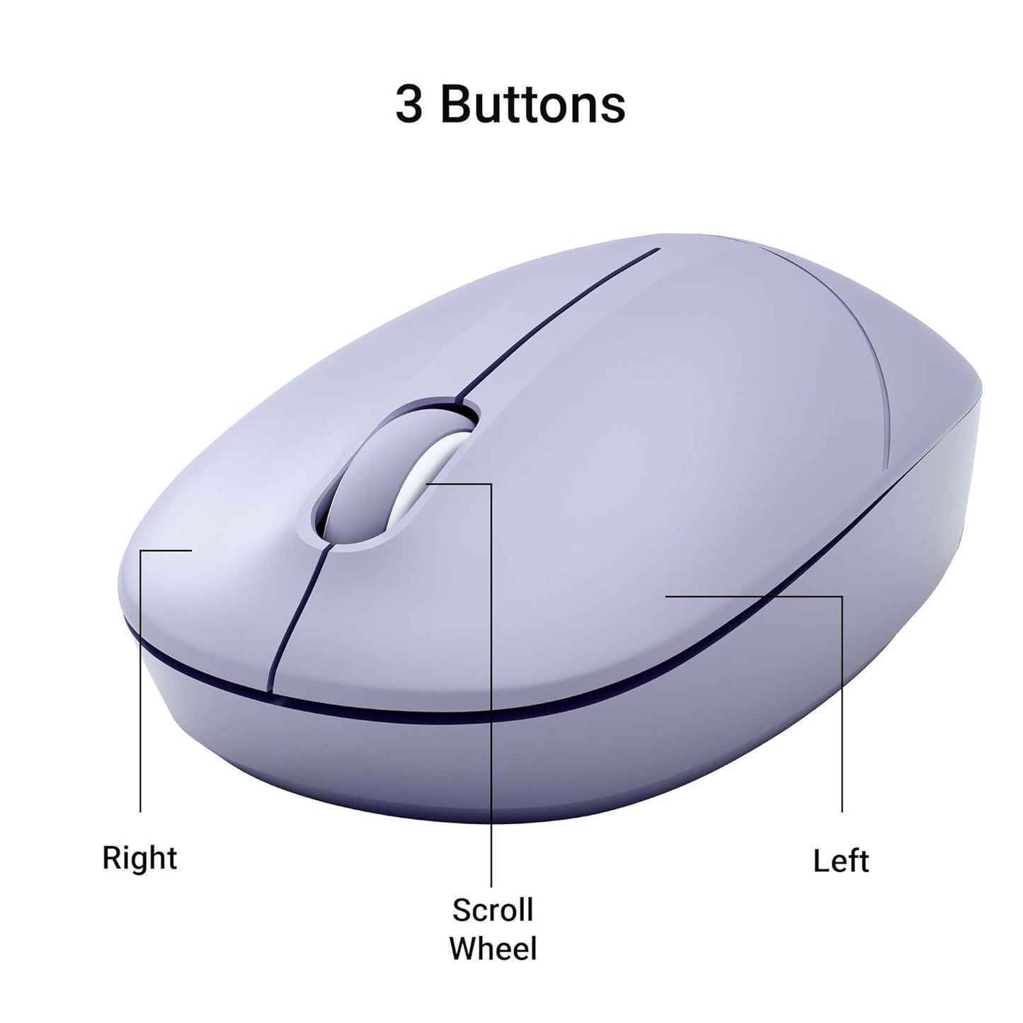 ZEBRONICS Panther 2.4GHz Wireless Mouse, 1600 DPI, Silent Operation, High Precision, 3 Buttons, Power Saving Mode, Comfortable & Ergonomic Design, for Mac | Laptop | Computer (Purple)