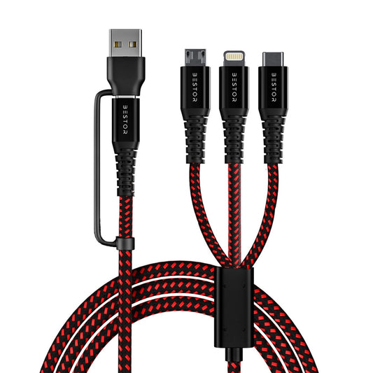 BESTOR® 60W USB C Multi Fast Charging Cable Nylon Braided Cord 5-in-1 3A USB/C to Type C/Micro/Phone Fast Sync Charger Cable Compatible with Laptop/Tablet/Phone (1.5 M)