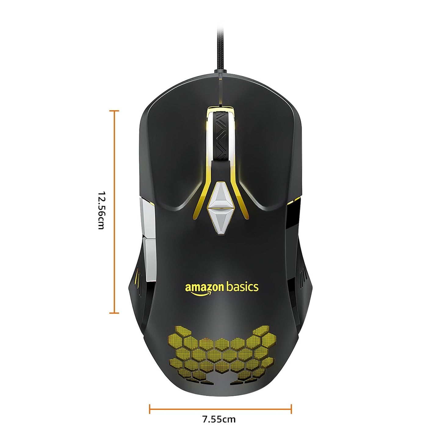 amazon basics Wired Gaming Mouse with Up to 6400 DPI, RGB, 4 Programmable Keys