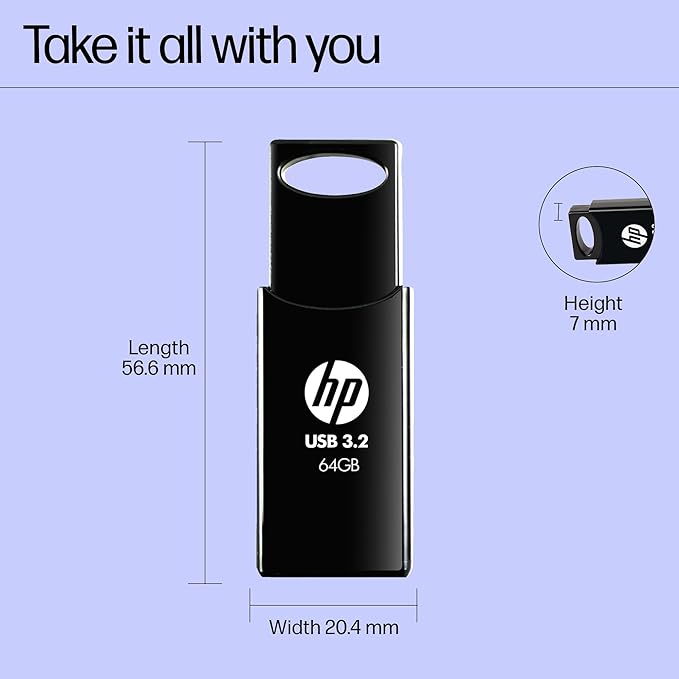 HP 712w 64GB USB 3.2 Flash Drive- Black