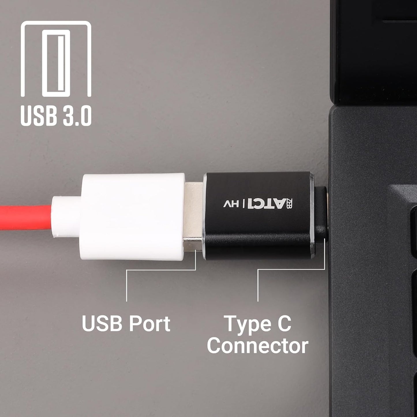 ZEBRONICS ATC1 USB Type A to Type C Converter, USB 3.0, High-Speed Data Transfer, Backward Compatibility, Plug and Play, for Laptops | Smartphones | Compatible Devices