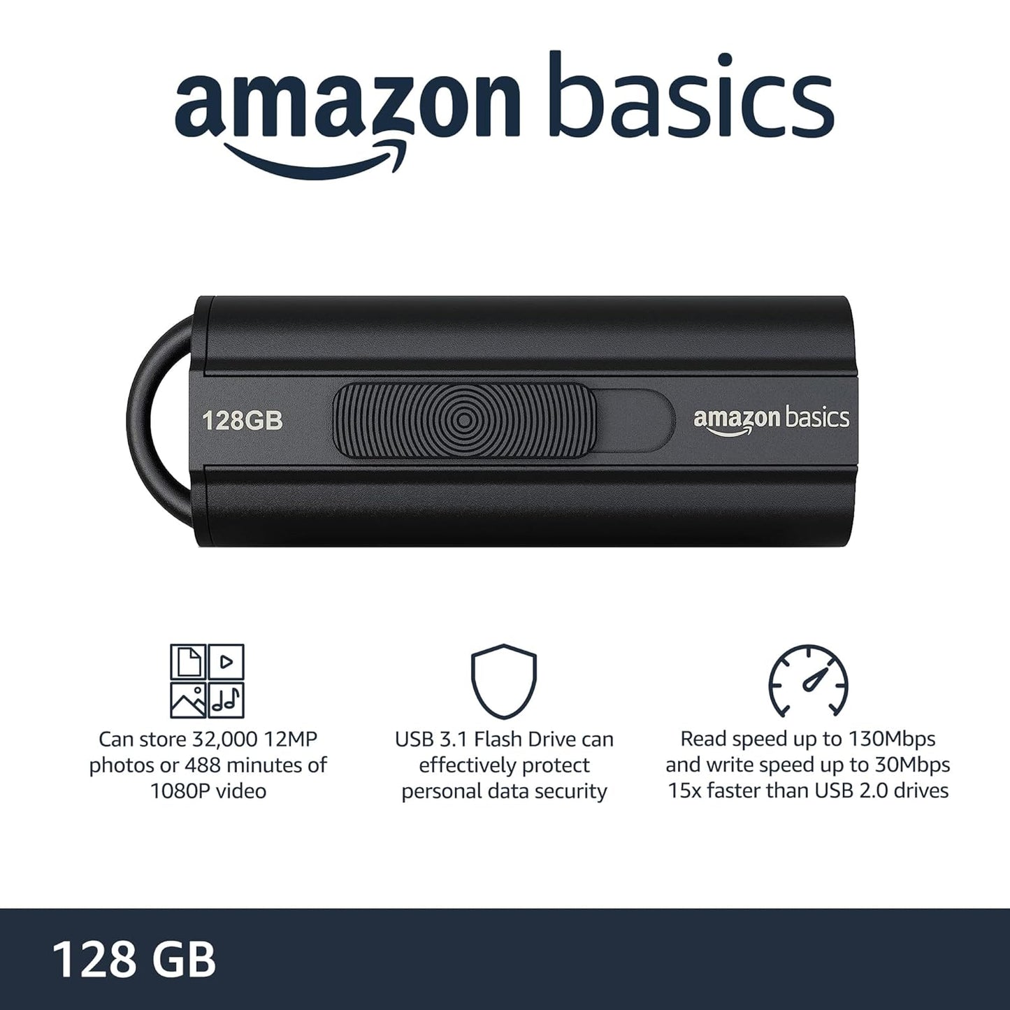 amazon basics 128Gb Ultra Fast USB 3.1 Flash Drive 1 Pack