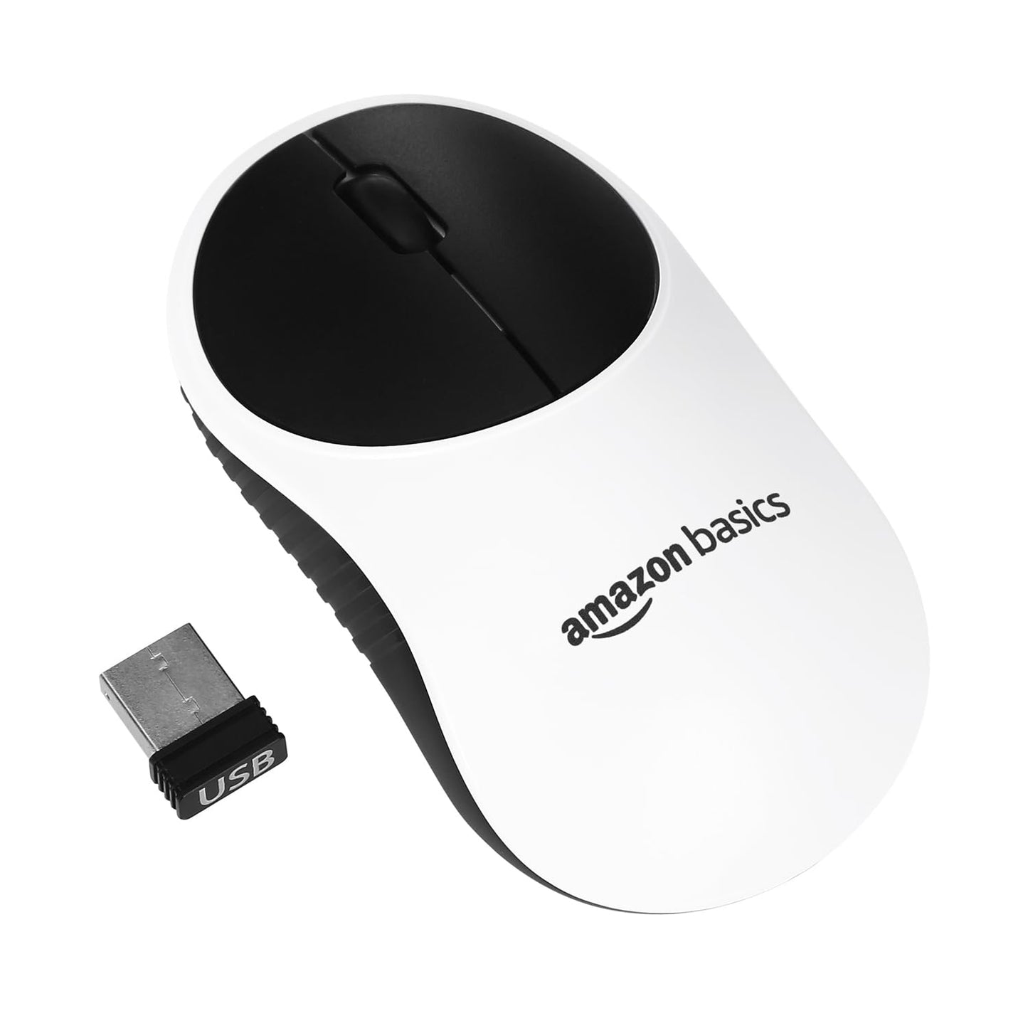 amazon basics Wireless Mouse | 2.4 Ghz with USB Nano Receiver | 1000 DPI Optical Tracking | Compatible with PC & Laptop (White & Black)