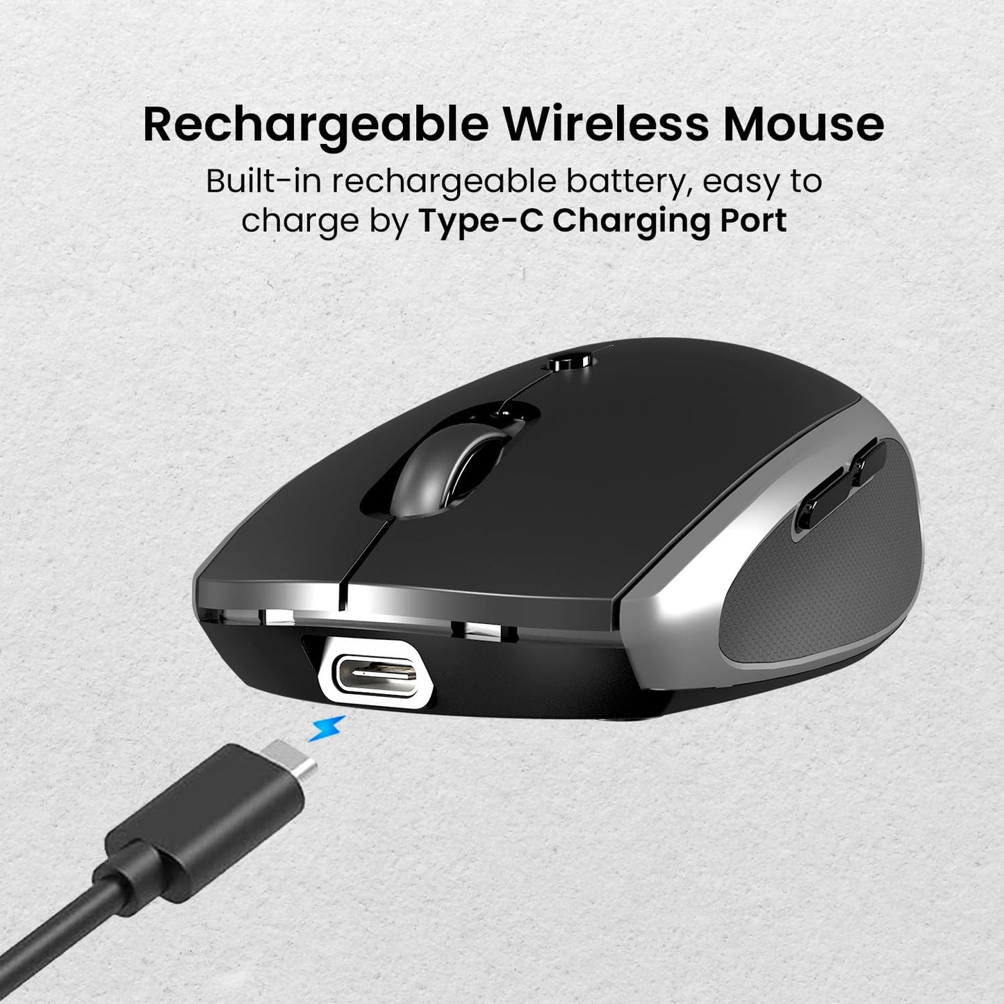 Portronics Toad III Wireless Mouse with Bluetooth & 2.4 GHz Dual Connectivity, Rechargeable, 6 Buttons, Adjustable DPI, Silicon Grip & Ergonomic...