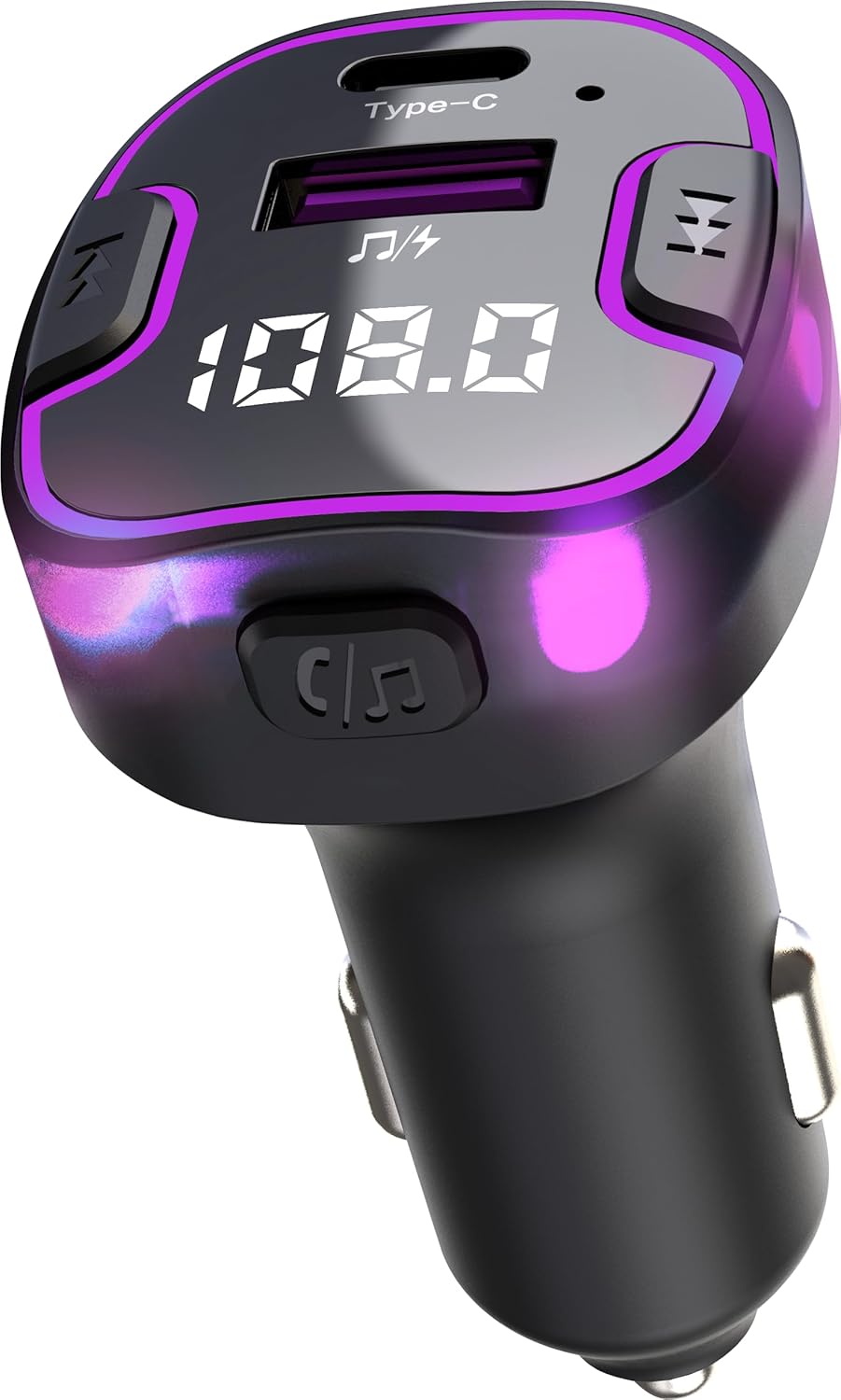 VeeDee Tvara C49 Car Bluetooth FM Transmitter and Wireless Radio Adapter Car Kit with LED Display, Hands-Free Calling, and Dual USB Charging Ports