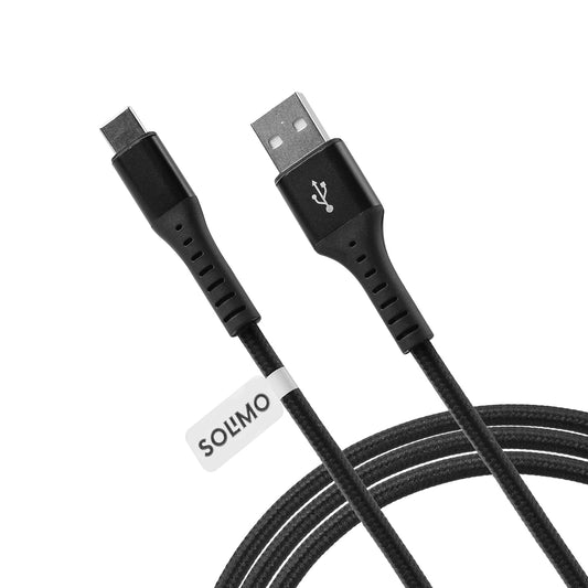 Amazon Brand - Solimo Fast Charging Braided Type C Data Cable Joint, Suitable For All Supported Mobile Phones (1 Meter, Black)