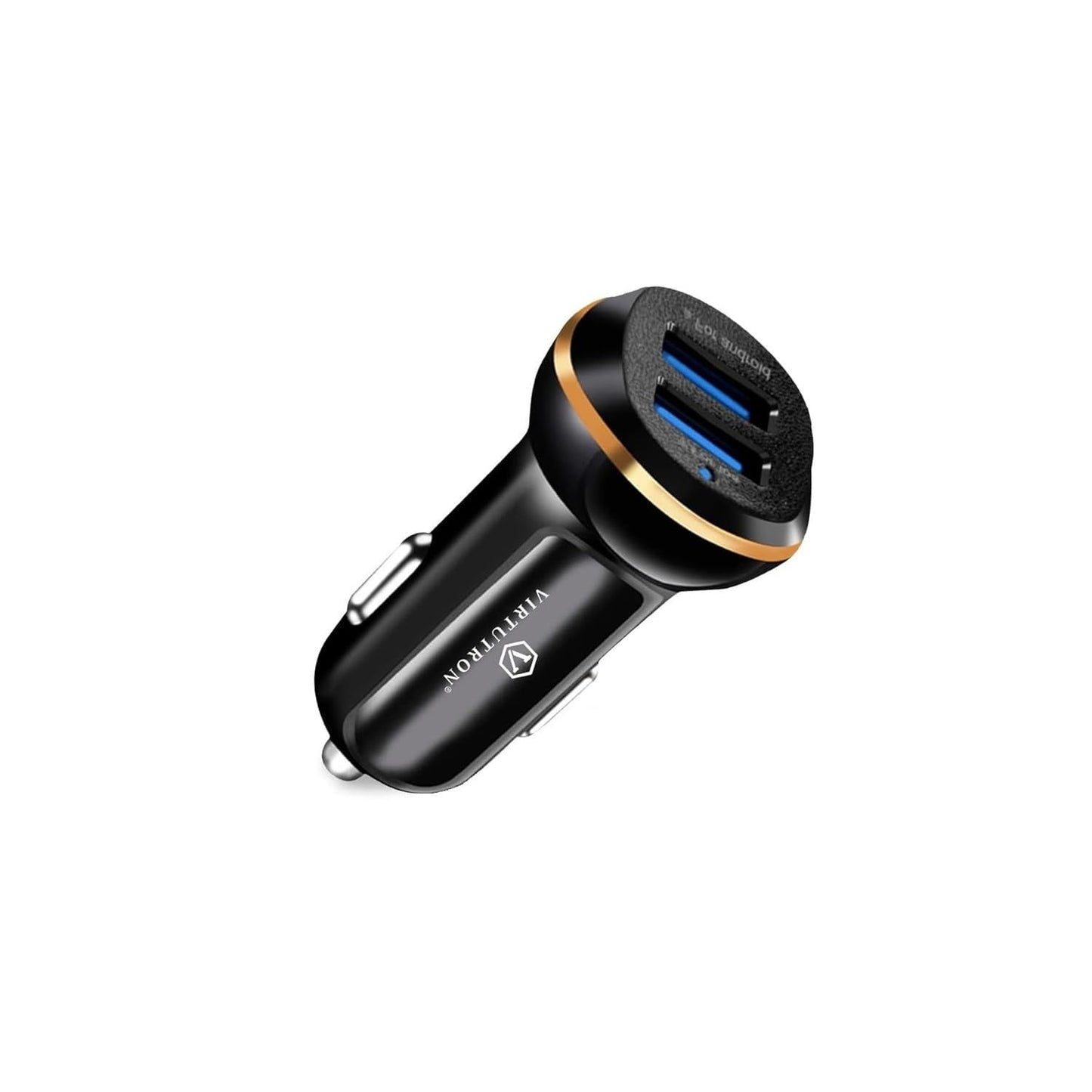 Dyazo 2.4 Amp Dual Port USB Car Charger - Compatible with iPhone X/Xr/Xs/Max/8/7/Plus, Vivo, Oppo, Samsung Galaxy & All Other Mobile Phones (Black)