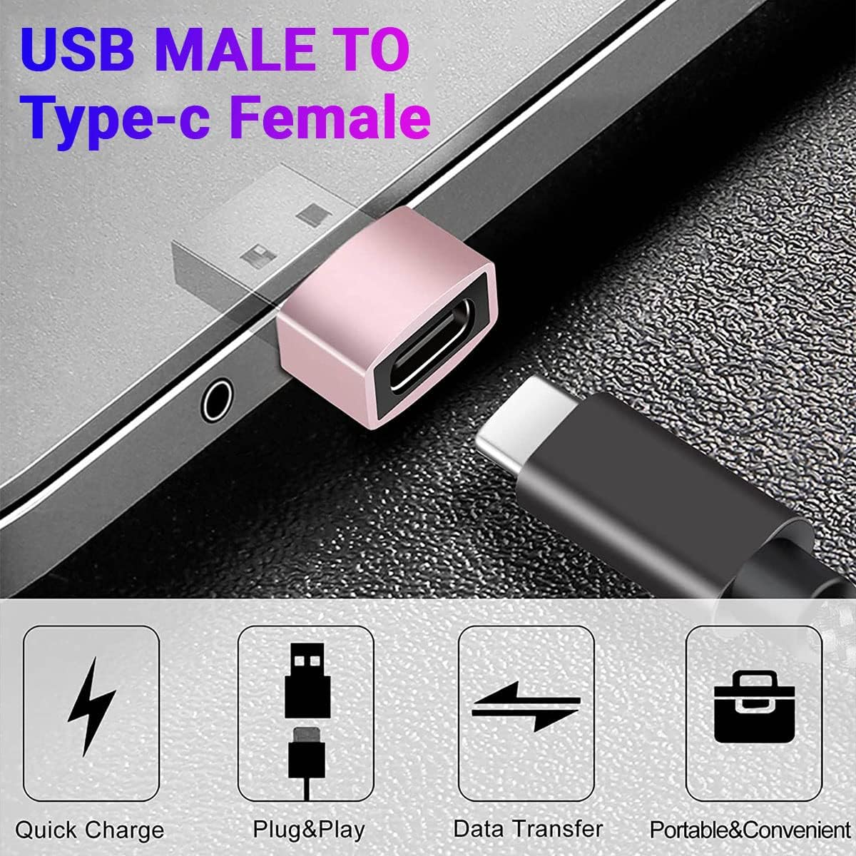 MERCIFUL USB 3.0 Type C Female to USB A Male Connector/Converter/Adapter Compatible for All Type-C (Multicolour) Pack of 2