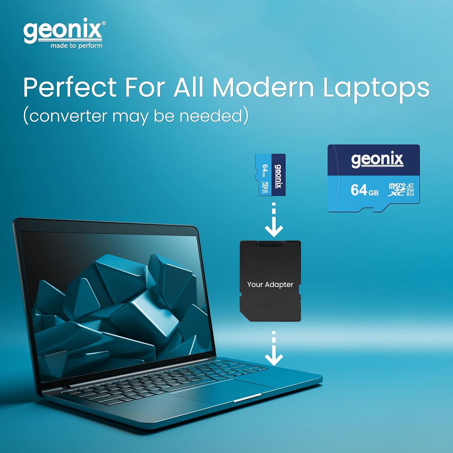 Geonix 64GB MicroSDXC, 150MB/s Read, 70MB/s Write, Memory Card, 5 Years Warranty