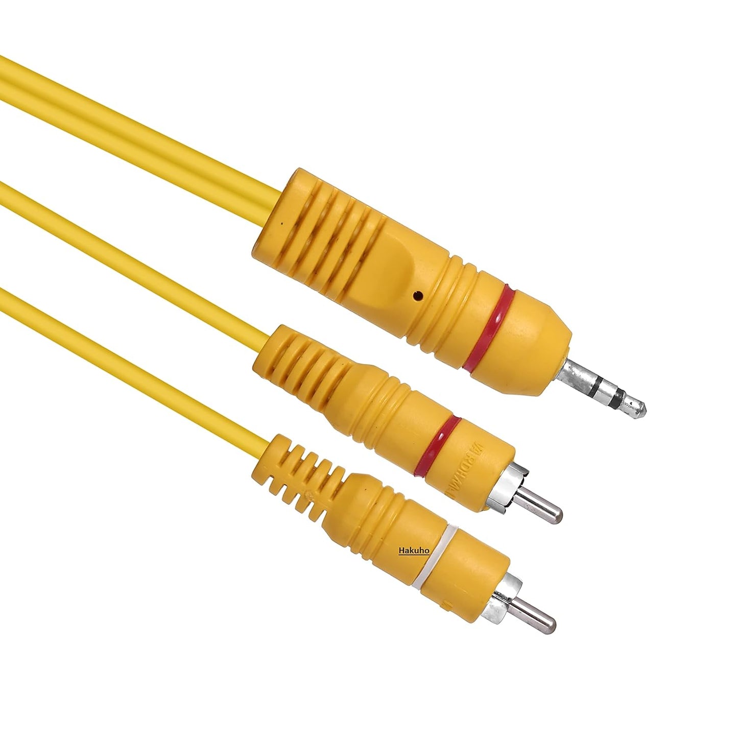 Hakuho 3.5mm Stereo Jack Male to 2RCA Male Audio Cable,High Definition Copper Cable for Spekers,Home Theatre and More.Yellow