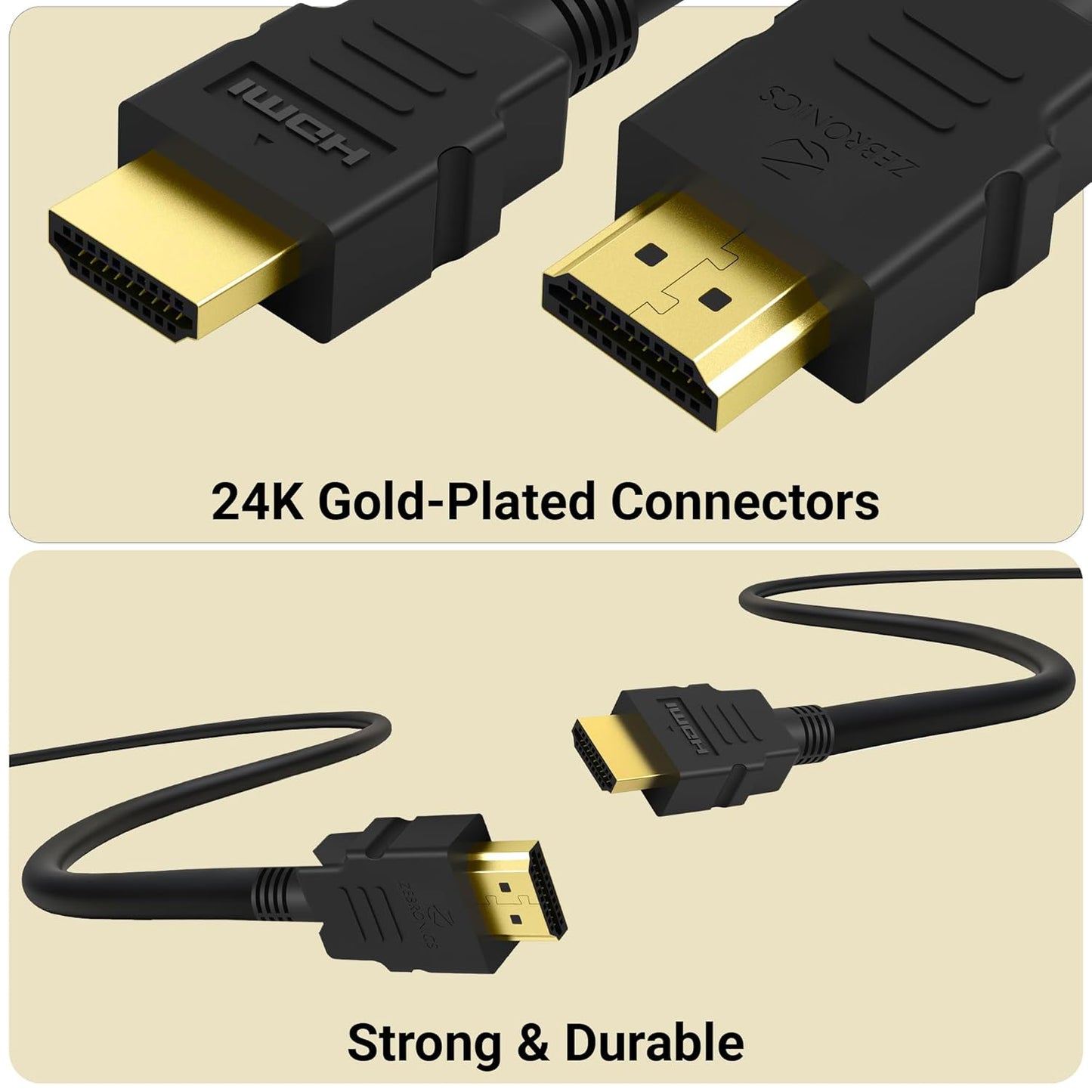 ZEBRONICS Haa1020 Hdmi 2.0 Cable - Hdmi Arc Enabled | 18 Gbps | 4K 60Hz | 1080P 240Hz | Strong & Durable | Supports Up To 32 Audio Channels | 1 Meter, Black