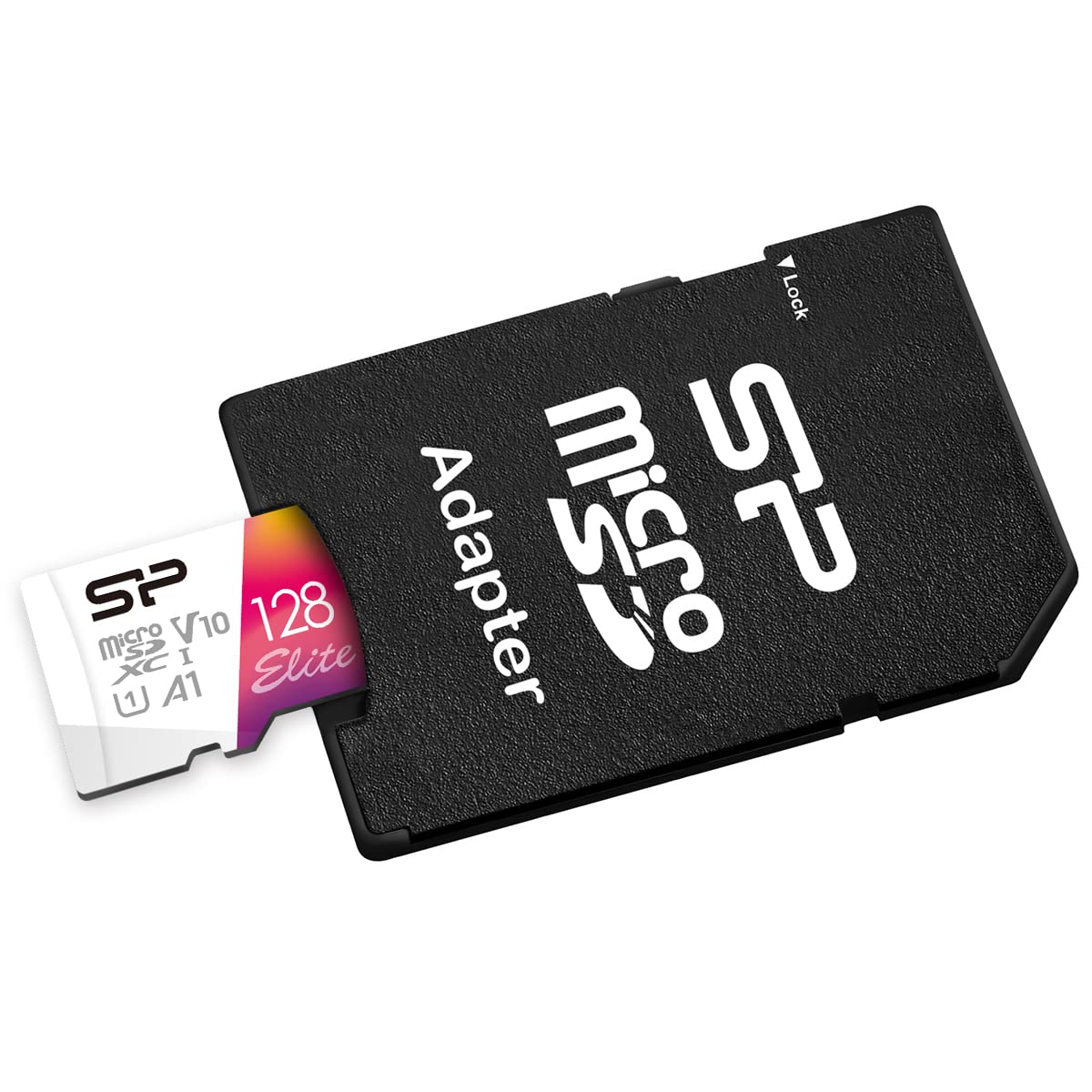 SP Silicon Power Silicon Power 128GB microSDXC UHS-I Micro SD Card with Adapter, Up to 100MB/s Read, Class 10 U1 V10 A1 Full HD Video microSD Memory Card, Elite Series