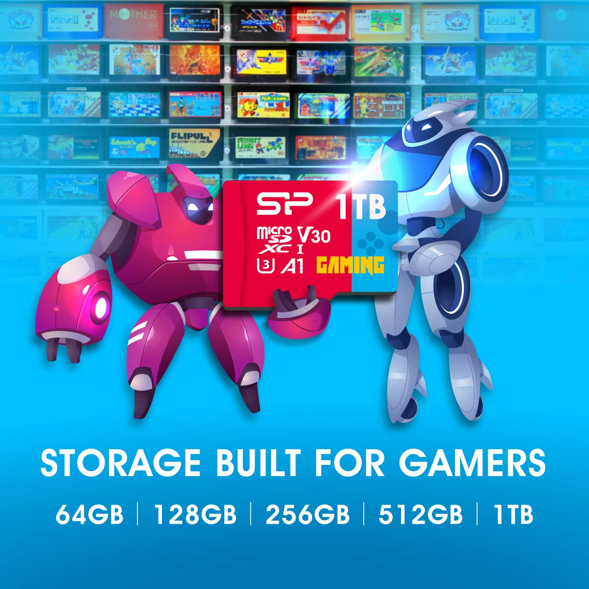 Silicon Power 64GB Gaming microSDXC UHS-I Micro SD Card with Adapter, Optimized for Mobile Games Apps Nintendo-Switch, Class 10 U3 V30 A1 MicroSD Memory...